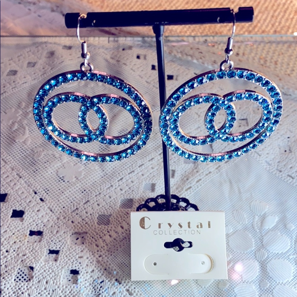 CRYSTAL COLLECTION- Teal Blue Earrings